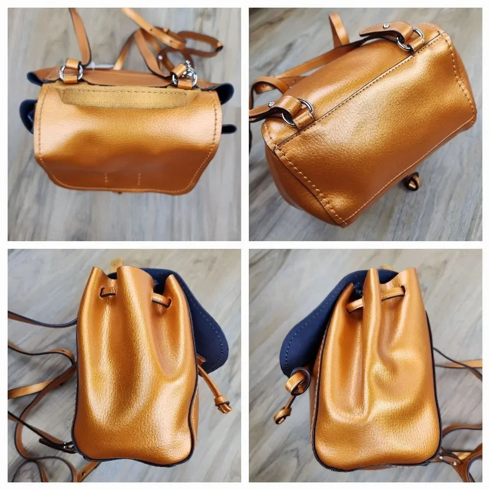🩵NWT Coach Metallic Derby Pebble Leather Convertible Crossbody Backpack